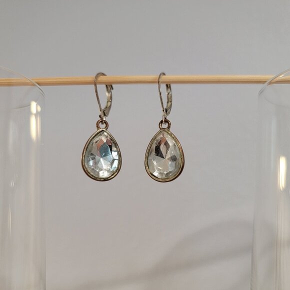 Crystal Earrings Tear Drop Earrings Dangle Sparkly Vintage. - Picture 1 of 6
